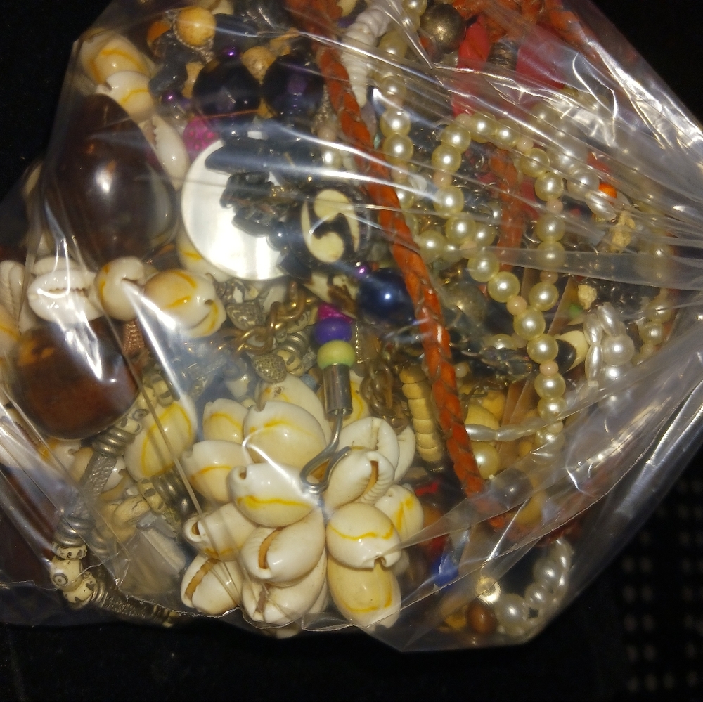 1.994lbs Mixed Jewelry Bag, Natural,  Sea Ocean, Mother OP, Ethnic, Faux Stone
